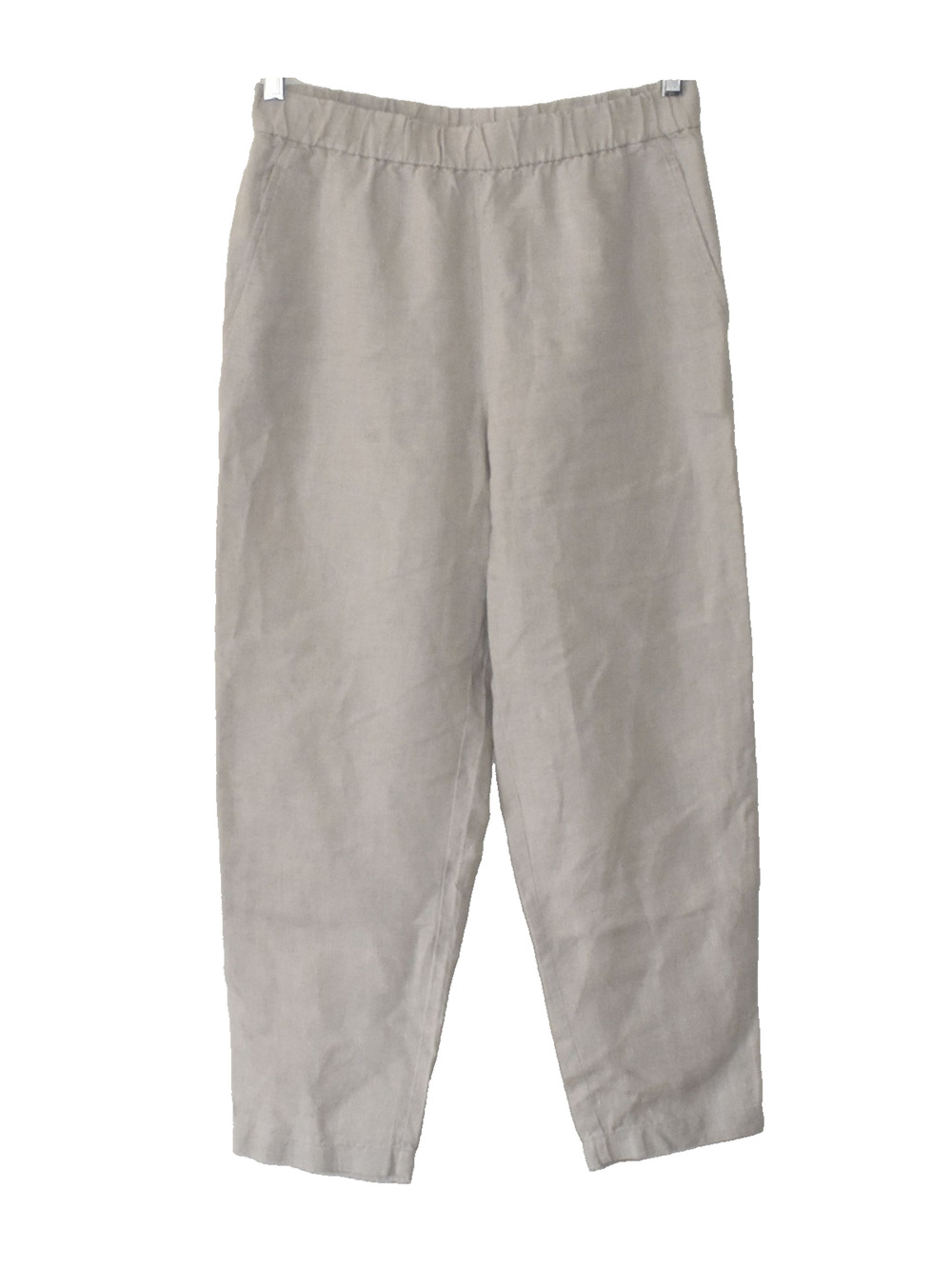 A5 Auth EILEEN FISHER Light Beige Organic Linen Tapered Leg Petite Pants Size PS